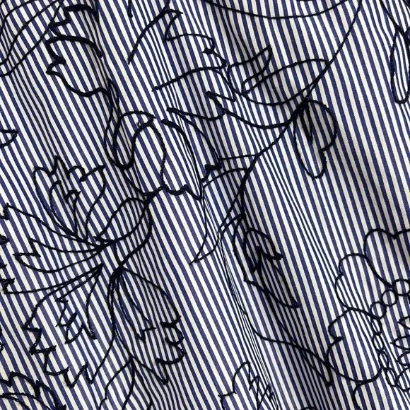 Tru Luxe Jeans XL Top Striped Floral Embroidered Pullover Boho-Chic Blouse - Picture 5 of 14